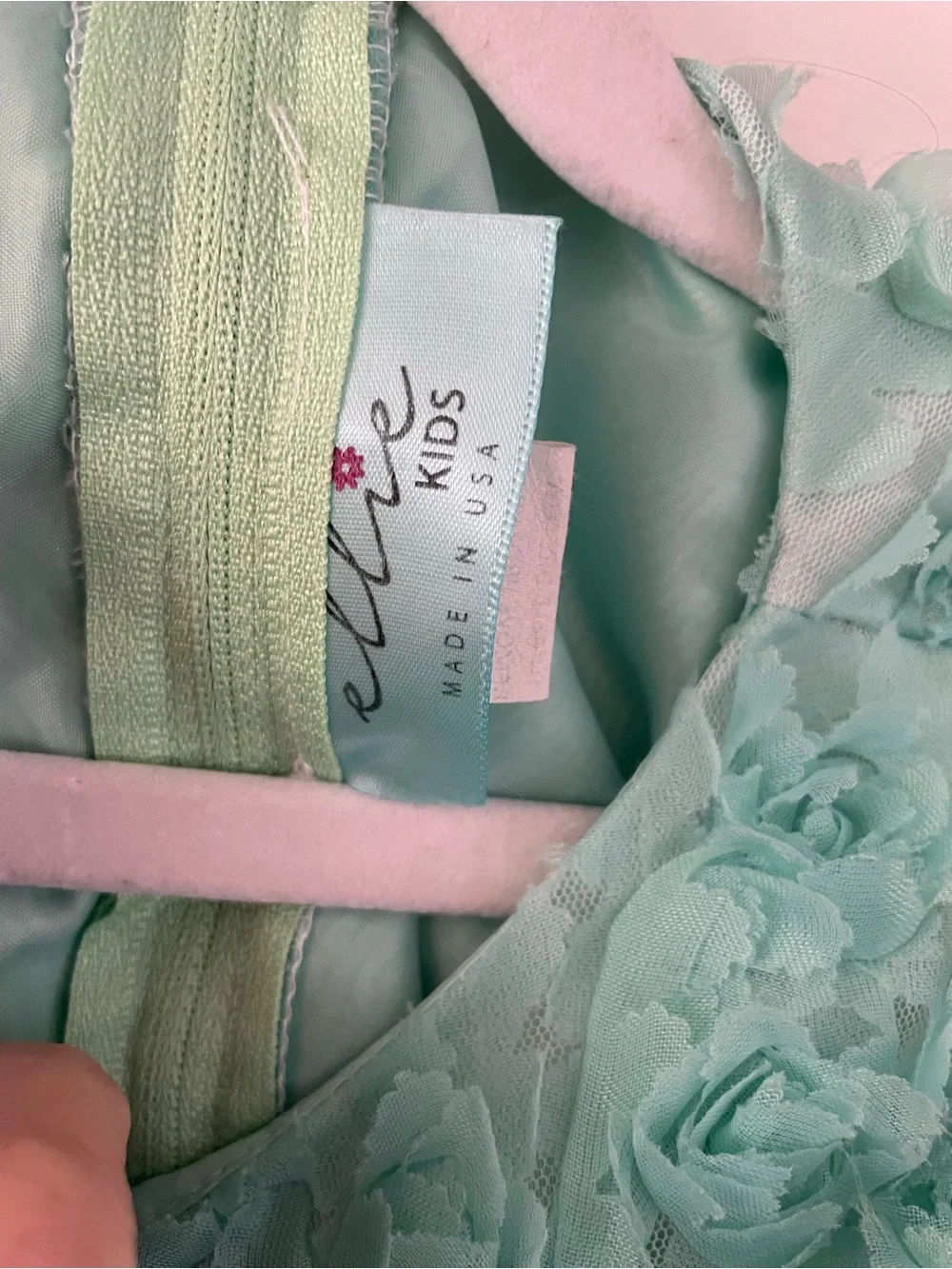 Ellie Mint Floral Appliqué Tulle Party Dress